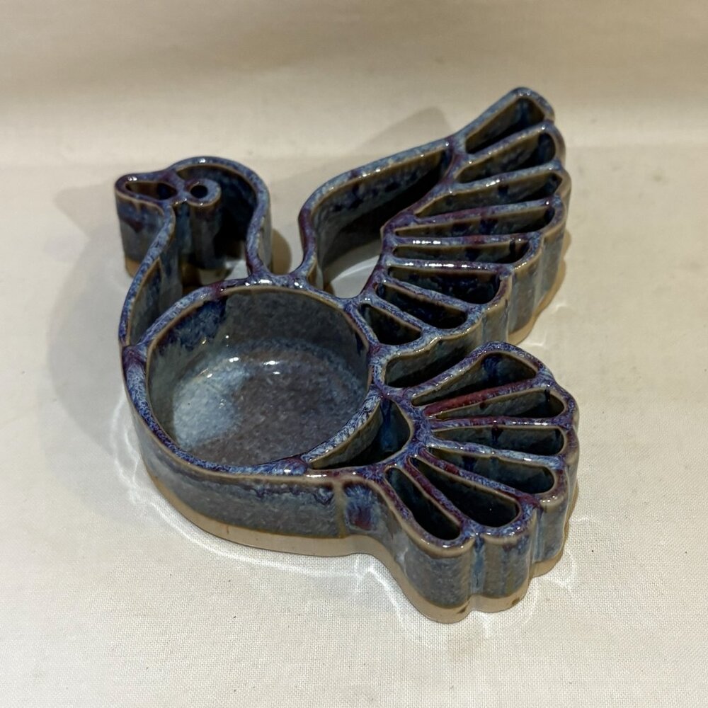 Bay Pottery Dove Bird Tealight Candle Holder Glazed Stoneware Handmade VA USA